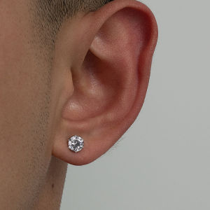 American S925 Sterling Silver Diamond Six Claw Mens Hip Hop High Gloss Cool And Handsome Super Shiny Ear Studs Earrings