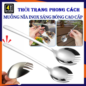 Thìa Kiêm Nĩa Ăn Salad Tiện Lợi - Muỗng Nĩa Inox Ăn Mì Ý  Món Tráng Miệng Sáng Bóng Sang Trọng - Thìa Ăn Cơm  - Muỗng Ăn Cơm / Thìa Ăn Salad Bằng Inox Không Gỉ Dài 17cm