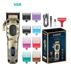 VGR | Máy Cắt Tóc Kim Loại Cổ Điển VGR Với Màn Hình Kỹ Thuật Số LED Máy Tỉa Tóc Mạnh Mẽ Dùng Cho Gia Đình Và Salon - Lưỡi Dao Bằng Thép Không Gỉ