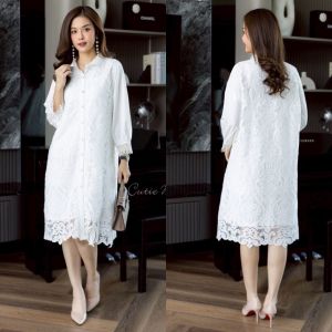 สวยเกินต้าน! เดรสลูกไม้หรู ใส่แล้วสับทุกมุม ผ้าลูกไม้แน่น ลายสวย ผ้าเนื้อหนาพรีเมี่ยม แต่งกระดุมมุก+ซับในทั้งตัว ใส่แล้วไม่โป๊ะแน่นอน แขนผ้าโพลีนิ่ม ใส่สบายไม่คันเลยจ้า!  มีไซซ์ตั้งแต่ XL ถึง 4XL ใครหาชุดออกงาน/ถ่ายรูป/ไปเที่ยว