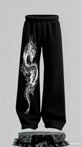 2026 Fashion New Retro Dragon Pattern Style Loose Straight Leg Pants Street Hip Hop Harajuku Outdoor Casual Sports Pants