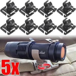 5ชิ้นตัวหนีบห่วงรูปตัวยูสายตะขอหมุนได้สายรัดท่อน้ำกระเป๋าเป้ยุทธวิธี Molle อุปกรณ์คลิปติดแบบ DIY