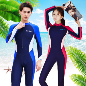 Couples Swimming Suits Long Sleeve Wetsuit Monofin Design Mens Womens Adult Swimwear Sun Protection Chrysanthemum Pattern