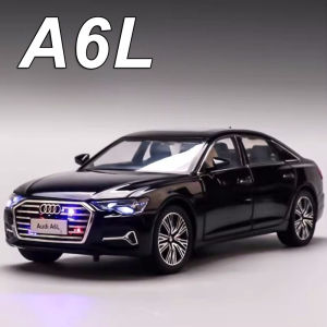 1:24 A6L A6 Miniature Model Toys Alloy Diecast Cars Front Wheel Steering Sound Light Pull Back Doors Opened Vehice for Boys Gift