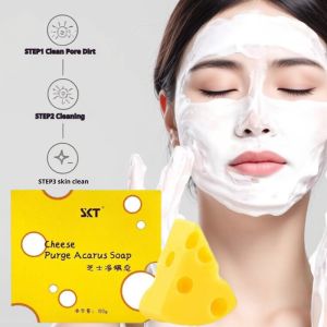 Skt Bath Soap Anti-Mite Anti-Acne Cheese Soap Deep Cleansing Shower Soap Facial Wash Bath Skin Care 100g SKT芝士皂除螨皂滋润温和控油