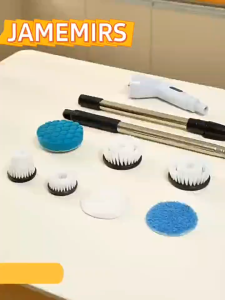 JameMirs 8in1 แปรงขัดไฟฟ้าไร้สาย แปรงขัดห้องน้ำไฟฟ้าด้ามยาว แปรงทำความสะอาดอเนกประสงค์ ขัดพื้น ห้องน้ำ ชักโครก รองเท้า