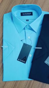 Pojok Busana Alisan Kemeja Lengan Pendek Polos Pria Regular Fit - Atasan Kemeja Kerja Cowo Polos - Kemeja Bahan Formal Hitam Putih Biru Maroon