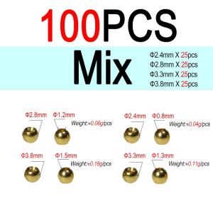 100PCS Brass Beads Head for Nymph Streamer Bugs Fly Fishing Tying Materials 2.4mm 2.8mm 3.3mm 3.8mm