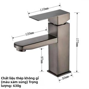 Vòi Nước Nóng Hình Vuông Màu Đen 304 Thép Không Gỉ
