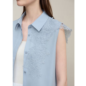AMII | Elegant Commuter Style Lace Collar Cotton Blouse