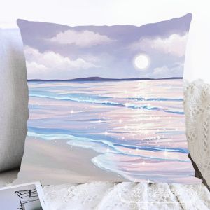 Simple Cross Stitch Pillow Modern Minimalist Scene Pattern Cotton Fabric DIY Embroidery Gift for Friends Sofa Decorative Cushion