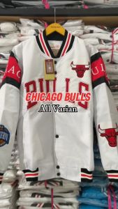 RUBBY Jaket Varsity Basket NBA Chicago Bulls Eastern White Series Full Bordir Pria Wanita Premium