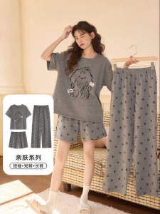 MiiOW | Cotton Three-piece Summer Sweet Sleepwear Padded