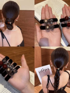 Ankela Red Pearl Shiny Diamond Hair Ties Womens Style 2025 New Elastic Hair Bands High-End Feelings Hair Accessories