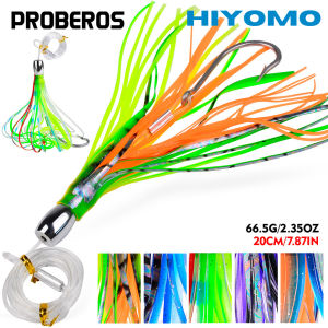 PROBEROS 1PCS Metal Head Trolling Lure 20cm 66.5g Fishing Lures Baits Artificial Octopus Squid Skirt Bait with Hook Big Game Fishing Marlin Tuna Saltwater Fishing Supplies