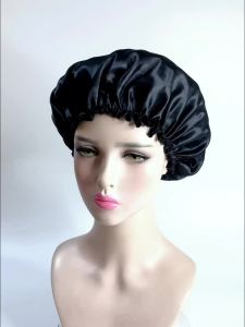 Solid Color Night Sleep Cap Women Elastic Satin Night Sleeping Hat Hair Care Bonnet Nightcap Makeup Head Wrap Cover Shower Cap