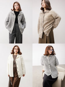 Vintage Chunky Knit Floral Color Block Loose Cardigan