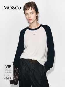 MO&Co. | Merino Wool Contrast Raglan Sleeve Street Style Sweater