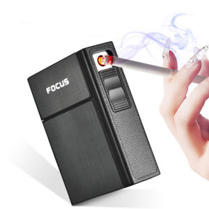 [YH035C] Bật lửa điện kiêm hộp đựng thuốc 20 điếu lớn ngắn