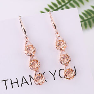 S925 Silver Anti-Allergy Crystal Water Drop Earrings South Korea Long Elegant Earrings Minimalist Easiest for Match Internet Celebrity Hook Earrings