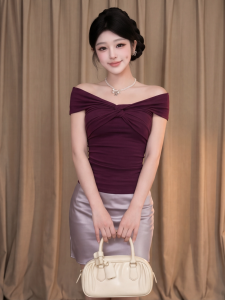QIANMANZI | Áo Thun Tay Ngắn Dáng Ôm Elegance Quyến Rũ