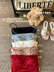 เสื้อกั๊กสายเดี่ยวสีแดงสวยสง่างามสำหรับผู้หญิง เสื้อชั้นในแบบมีแผ่นเสริมหน้าอก ดีไซน์หลังสวยงาม เสื้อกั๊กทรงเข้ารูป