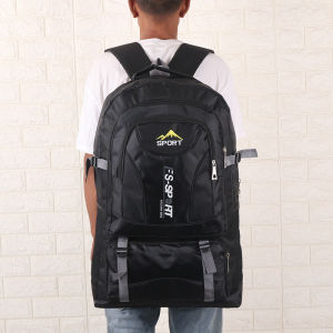 กระเป๋าเป้สะพายหลังสำหรับเดินป่ากลางแจ้งความจุ 80 ลิตร กระเป๋าเดินทางสำหรับผู้ชาย กระเป๋าเป้สะพายหลังแบบมีซิปหลายช่อง ทนทาน กระเป๋าหนังสือสำหรับนักเรียน