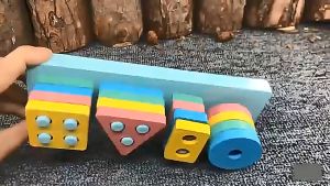 educational toys for kids Geometric shapes paired four column shape for childrens Wooden toys #SL-004