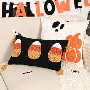 BUYNOW Halloween Velvet Three-dimensional Ghost Egg Pillowcase Retro Funny Halloween Living Room Sofa Cushion Cover Home Decor