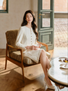 Koradior | Elegant Commuter Wool A-line Dress Spring