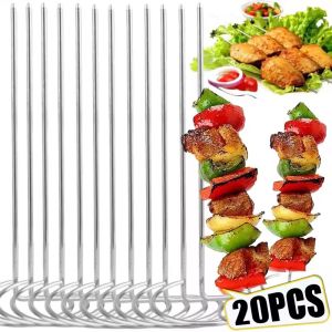 20PCS Stainless Steel Barbecue Skewer Food Grade BBQ Skewers Air Fryer Oven Vertical Grill Outdoor Camping Picnic Tools