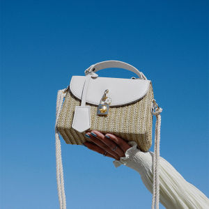 Fashionable Woven Straw Crossbody Bag Womens Handbag Stylish Spring Summer Small Square Bag Soft Handle Casual Pure Color