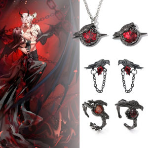 Love And Deepspace Sylus Brooch Cosplay Ruby Necklace Black Crow Badge Pendant Corsage Pin Jewelry Backpack Badge Accessory
