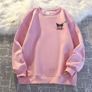 Thickened Pure Cotton round Neck Sweatshirt for Little Girls Winter New Style Kawaii Cartoon Print Pullover Kids Clothing