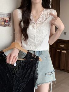 QIAOCHENXIAN | Plus Size Sleeveless Lace Camisole