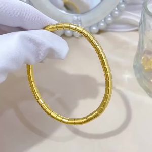 Bamboo-shaped minimalist stainless steel bracelet vintage and versatile womens accessory for everyday wear