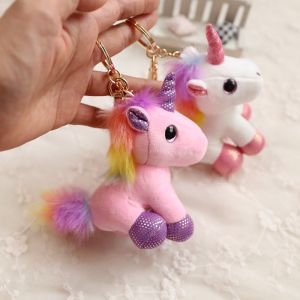 Pink Young Adult Heart Ins Internet Celebrity Unicorn Keychain Ring Chain Car Decoration Plush Toy Bag Pendants