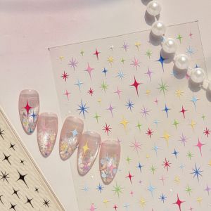 Colorful Star 5D Nail Stickers Luxury Dazzling Star Design Self-adhesive Nail Decoration Stickers for Manicure DIY Accessories