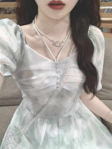 French Girl Feelings Ruffled Dress for Women Summer Petite Size Chic Waist-Accentuating Sweet Fairy Soft Wind First Love Dress