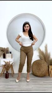 Celana katun Stretch jumbo gio pants 7/9 jumbo celana wanita jumbo