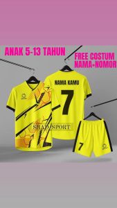 Stelan baju sepakbola anak anak umur 5-13 free gratis sablon nama nomor punggung