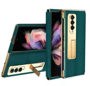 Cho Samsung Galaxy Z Fold 5 trường hợp sang trọng Chức năng chân chống khung mạ cứng trở lại trường hợp đối với Z Fold 4 Fold 3