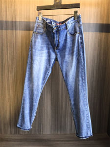 กางเกงยีนส์ทรงตรงเอวกลางผ้าคอตตอนยืดสำหรับผู้ชาย ทรงหลวม ทรงลำลอง ทรงขาบาน ทรงขากระบอกเล็ก ทรงขากระบอกเล็ก