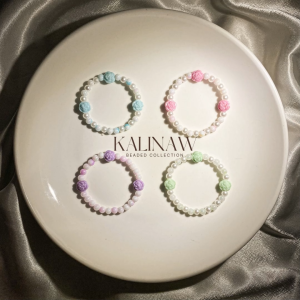 KALINAW Cute Pearl Rose Candy Colored Pastel Beaded Bracelet