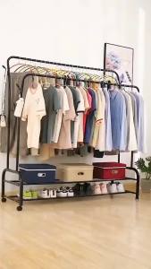 【SG Local Seller】2025 New 150cm Multi-layer Carbon Steel Clothes Hanger Stand Rack With Wheel Multi-functional Storage Removable Clothes Stand