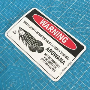 Fish Stickers. Arowana Betta Aggressive. Sticker Sign Label Warning Caution Danger Risk Animal. Funny Pet Ikan Pelekat