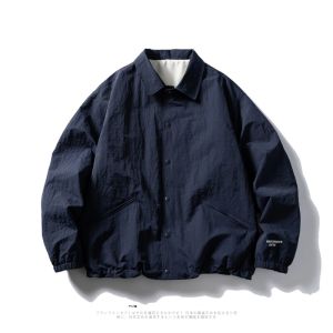 Áo Khoác Nam Mùa Xuân 2025 Phong Cách Mới Công Sở Thường Ngày Ngoài Trời Thêu Chữ Cổ Bẻ Phong Cách Nhật Bản Cổ Điển