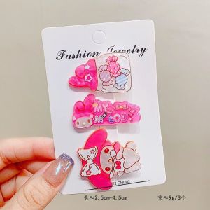 3Pcs/Set Kawaii Sanrio Hairclip Cinnamoroll Kuromi My Melody Cartoon Duckbill Hairpin Simple Hair Accessories Hello Kitty Gifts