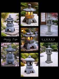 Stone Lantern Pagoda Garden Light Solar Light Outdoor HDB Entrance Decorative Light Decoration Fusion Style Japanese Style