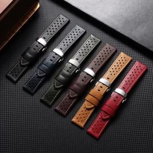18mm 20mm 22mm Genuine Leather Watch Strap for Men Vintage Oil Wax Cowhide Band Breathable Bracelet Sport Wrist Belt Accessories